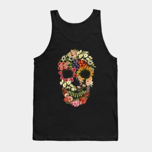 Floral Skull Vintage Black Tank Top